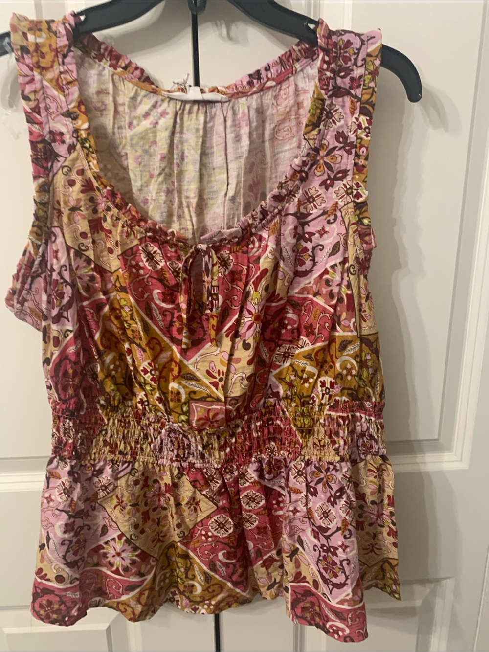 Jane and Delancey Pink, Gold, Cream Printed Tank Top
